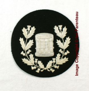 EBCB# 052 WHITE Embroidered DRUM MAJOR on Black Sew On Insignia Patch 