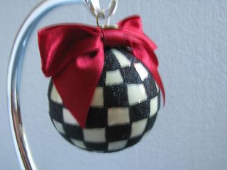 MACKENZIE CHIL​DS SMALL COURTLY BLACK AND WHITE CHECK GLASS BALL 