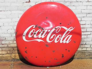 Vintage Drink Coca Cola 48 Porcelain Button Sign,ORIGINAL