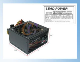 Lead Power Black ATX 12CM Fan 650W Silent Power Supply w/20 24pin SATA 