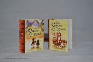 Set 2 Miniature Books Don Quixote of la Mancha w/stand hardbound 