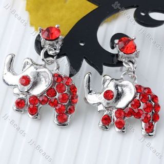   Crystal Rhinestone Silvery Elephant Dangle Earring Ear Jewelry Gift