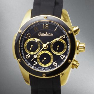 SWISS Omikron Ladies Earhart Black Rubber Strap & Gold Dial