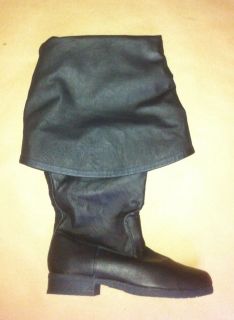 Black Leather Pirate Captain Jack Sparrow Tudors Costume Mens Boots 