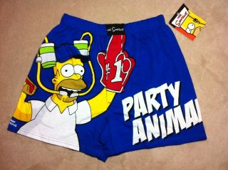   The Simpsons Party Animal Boxer Shorts Homer Simpson Mens SMALL
