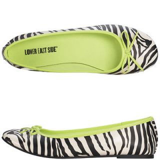 Lower East Side Ladies Pretty Tiger Print Ballet Flats with Green Trim 