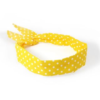 Yellow Retro 50S/60S Wire Polkadot Headband Head Hair Band Wrap 