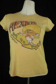 Junk Food Juniors SMALL Speedy Gonzales Bienvenidos A Mexico Yellow T 