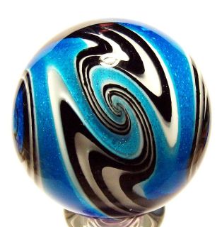 EDDIE SEESE ART GLASS MARBLES 2 EXOTIC DICHROIC TURQUOISE AND GREY 