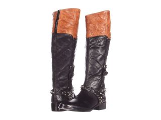 Sam Edelman Park Studded Black & Brown Leather Riding Boots 7.5 M
