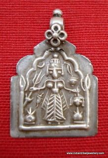   antique tribal old silver amulet pendant hindu goddess mata kali