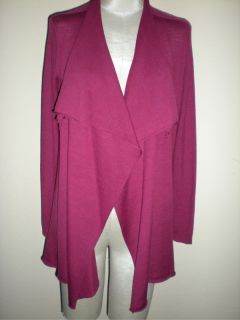 Eileen Fisher Magenta Ultrafine Merino Cascading Cardigan Sweater PM $ 
