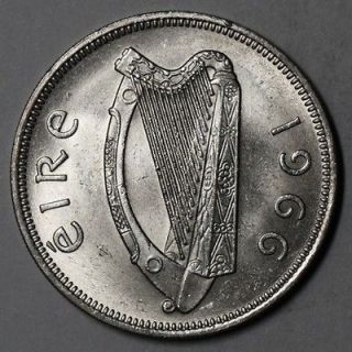 1966 BU IRELAND FLORIN Irish Coin SALMON fish 2 shillings