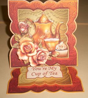 Handmade Greeting Card 3D Easel & Matching Envelope With Tea Cup And 