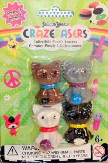   CATS Series 3 Collectible Puzzle Erasers 4 Kittens w/Accessories