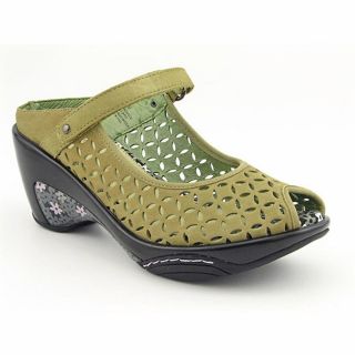Jambu Journey Womens Size 11 Green Peep Toe Nubuck Leather Mules Shoes