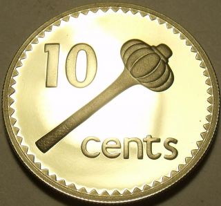 RARE FIJI 1980 PROOF 10 CENTS~ONLY 2,500 MINTED~WOODEN CLUB~FREE 