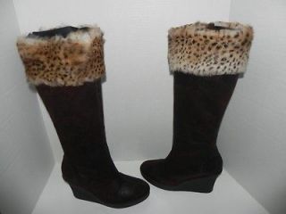 Donald Pliner Tiara Expresso Suede/Camel Shearling Boots 8.5, 9, 9.5 