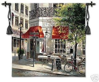 Corner Cafe I Parisian Street Scene Picture Tapestry 53x53