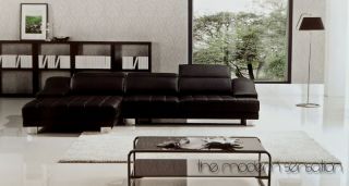 Modern euro leather sectional sofa set with adjustable headrest home 