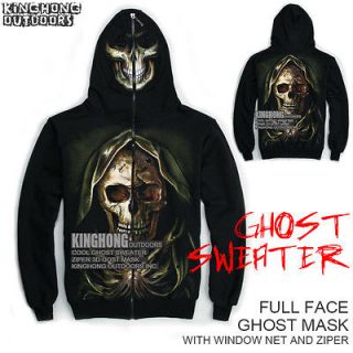   jacket!Unisex Black 3D Skull hooded sweater Full face mask hoodie