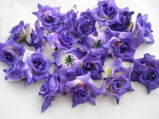 12X purple rose Artificial Silk Flower Heads Craft Wedding Wholesale 2 