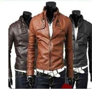 New Men Boy Slim Designed Sexy PU Leather Short Coat Jacket Suit 