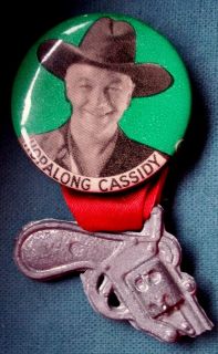 Vintage rare mid century original Hopalong Cassidy pin toy ribbon 