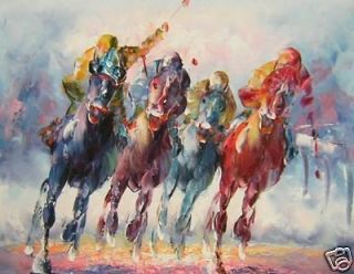 Horse Racing Race Large Oil Painting On Canvas an Abstract Modern Art 