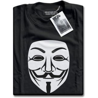 For Vendetta Guy Fawkes Anonymous Mask Mens Black T Shirt NEW 
