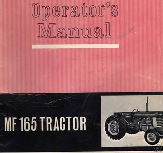 MASSEY FERGUSON MF 165 TRACTOR OPERATOR MANUAL REPAIR