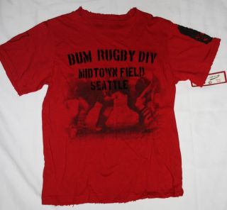 NEW Boys BUM Equipment Midtown Field Rugby T Shirt RED Medium tshirt 