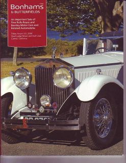 Bonhams & Butterfields Fine Rolls Royce and Bentley Motor Cars 8/20/04