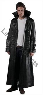 Very Sexy Mens Pure Leather Gothic / Matrix Style Trench Coat (T4)