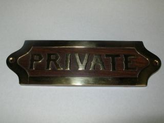 Collectible Nautical House Office Decor Brass Private Sign or Plaque 