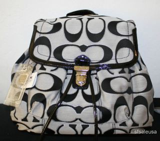 COACH Signature Lurex Flap POPPY Backpack 17891 Bag Purse NWT 