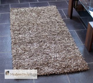 Brown Beige & Cream Fleck Shaggy Rug   Ideal For Bedrooms & Living 
