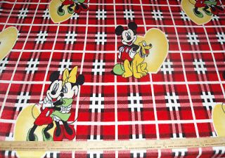 Fleece Fabric~Adorable Minnie Mouse Mickey Mouse and Pluto on red 