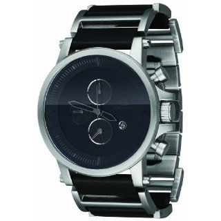 Vestal Mens PLE032 Plexi Silver Case Black Dial Black Leather Watch 