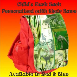 Personalised Childs Dinosaur Ruck Sack Back Pack Nursery Play School 