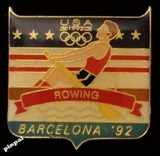 Rowing Olympic Pin Badge~Barcelon​a~1992 USA Fundraising Collection
