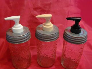  Jar Lotion & Soap Dispenser Converter  White Wash, Galvanized or Rusty