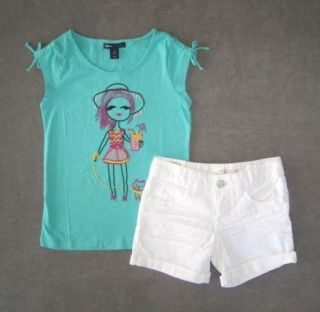 NWT Gap Kids Cabana Graphic T & Shorts S 6 7 Outfit Embroidered Top 