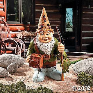 COLORFUL GOING FISHING YARD GARDEN GNOME NEW
