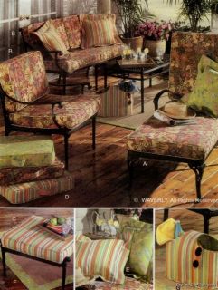   4759 SEWING PATTERN Waverly Outdoor Patio Furniture Cushions Pillows