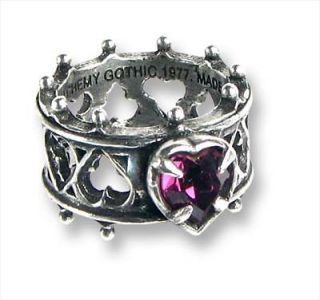 Elizabethan Heart Ring   Pink Crystal  Alchemy Gothic   Vampire 