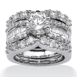 PalmBeach Jewelry Platinum Over Sterling Silver DiamonUltraTM Cubic 