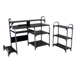 Metal Computer Desk with Bookcase   Black product details page