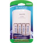 Sanyo Eneloop AA NiMH 4 Pack with AC Charger (2000 mAh, 100 240V)