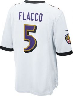 Joe Flacco Jersey Away White Game Replica #5 Nike Baltimore Ravens 